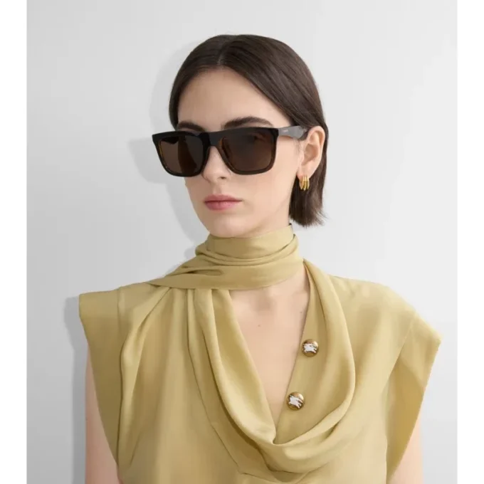 Embossed Check Square Sunglasses