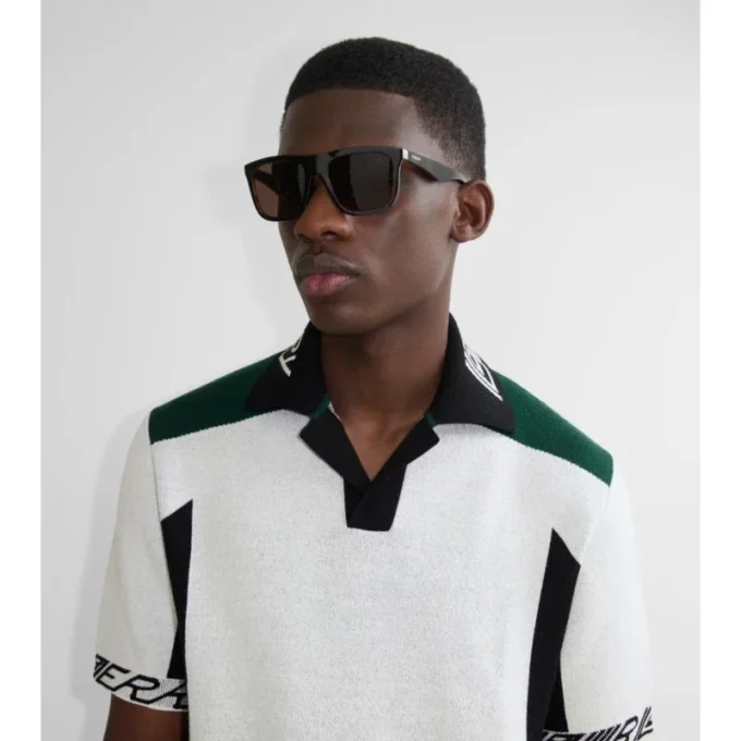 Embossed Check Square Sunglasses