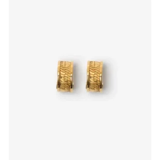 Engraved Check Hoop Earrings