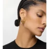 Engraved Check Hoop Earrings