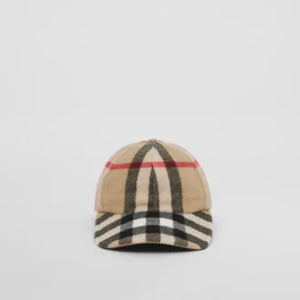 Exaggerated Check Wool Baseball Cap
