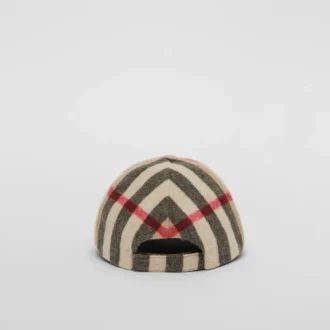 Exaggerated Check Wool Baseball Cap