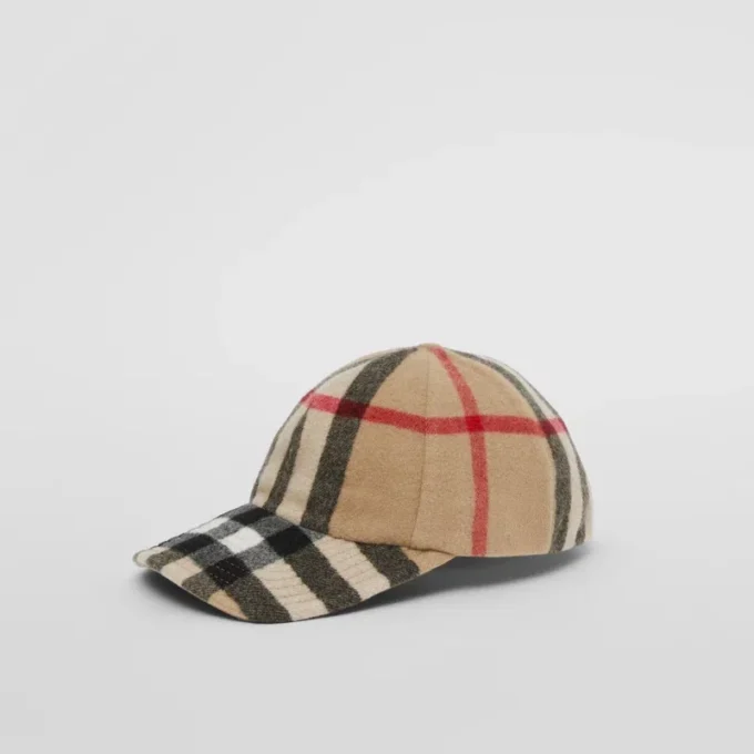 Exaggerated Check Wool Baseball Cap