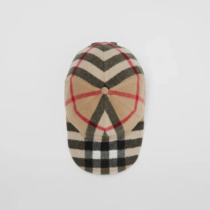 Exaggerated Check Wool Baseball Cap