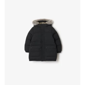 Faux Fur Trim Nylon Puffer Coat