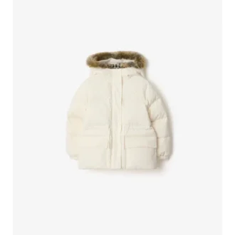 Faux Fur Trim Nylon Puffer Coat