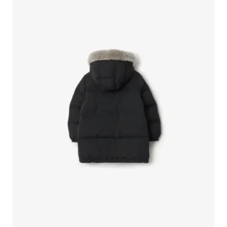 Faux Fur Trim Nylon Puffer Coat