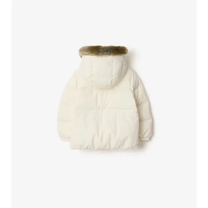 Faux Fur Trim Nylon Puffer Coat