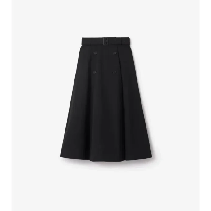 Gabardine Trench Midi Skirt