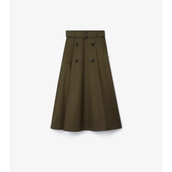 Gabardine Trench Midi Skirt
