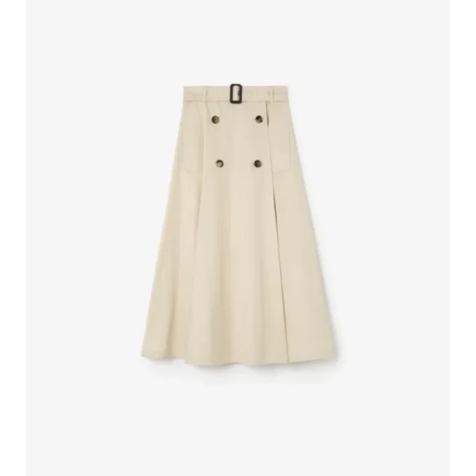 Gabardine Trench Midi Skirt