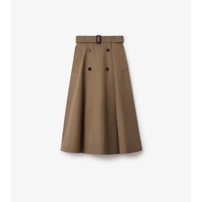 Gabardine Trench Midi Skirt