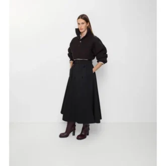Gabardine Trench Midi Skirt