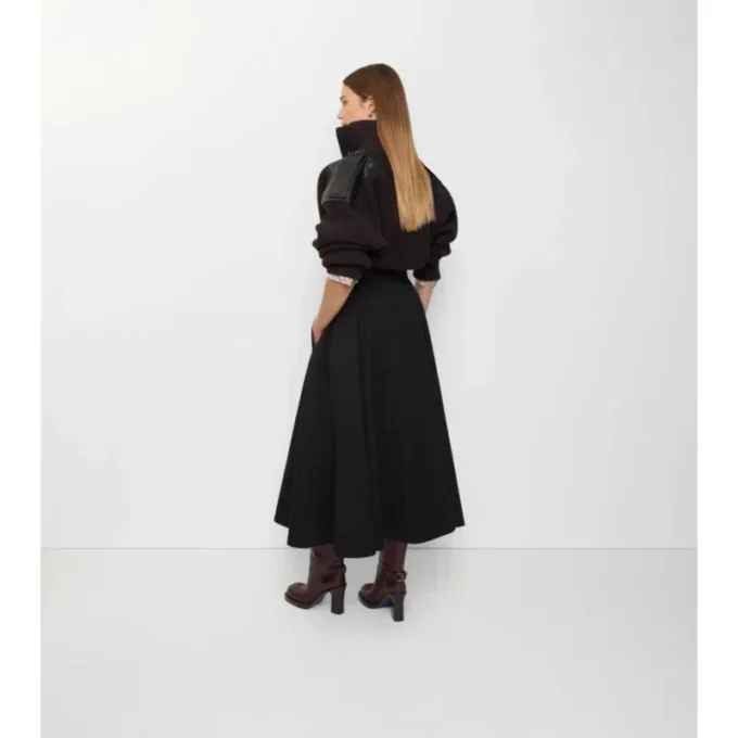 Gabardine Trench Midi Skirt