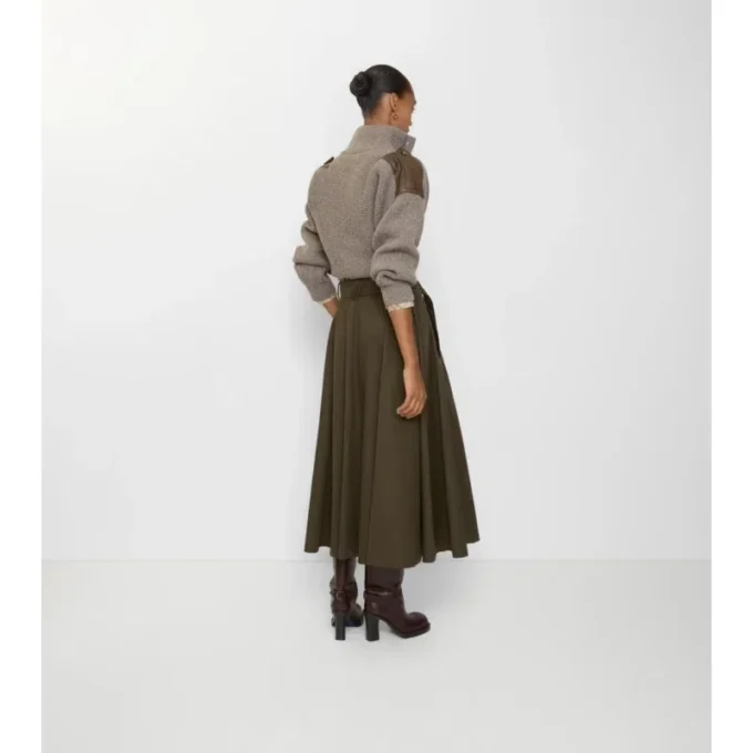 Gabardine Trench Midi Skirt