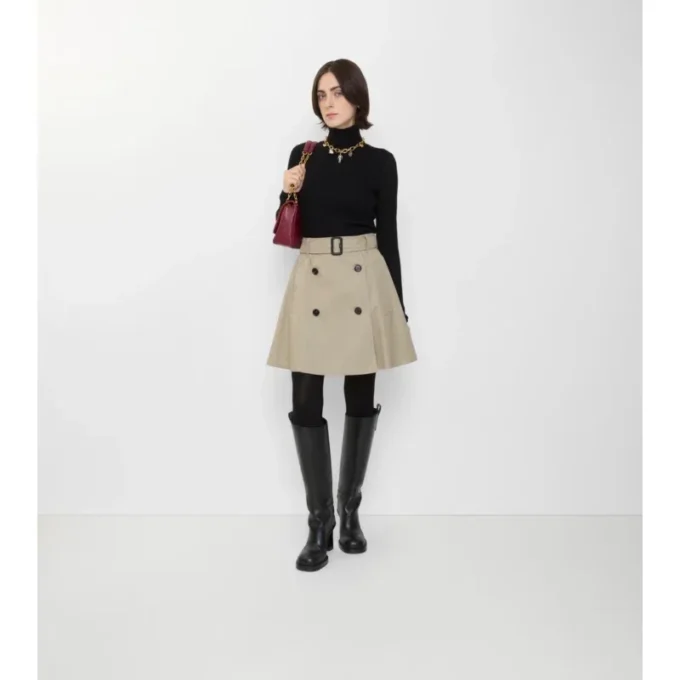Gabardine Trench Mini Skirt