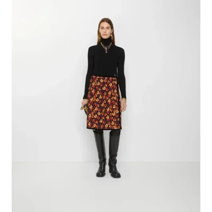 Geranium Leaf Quilted Nylon Skirt