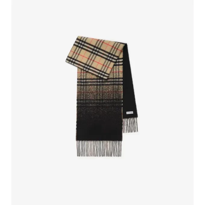 Gradient Check Cashmere Scarf