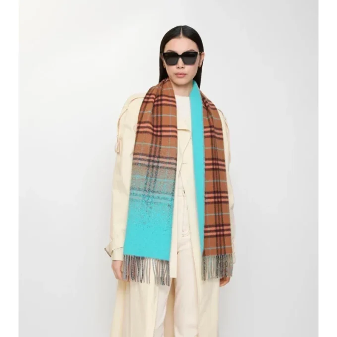 Gradient Check Cashmere Scarf