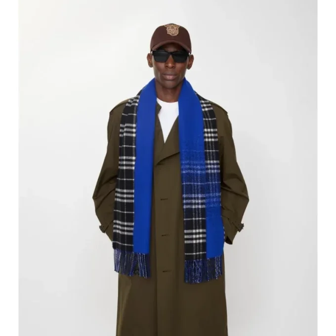 Gradient Check Cashmere Scarf