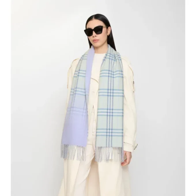 Gradient Check Cashmere Scarf