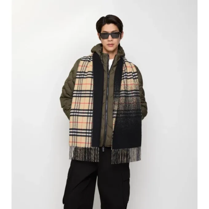Gradient Check Cashmere Scarf