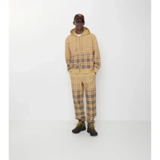 Gradient Check Cotton Jogging Pants