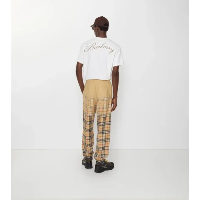 Gradient Check Cotton Jogging Pants