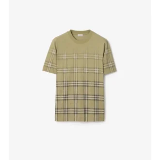 Gradient Check Cotton T-Shirt