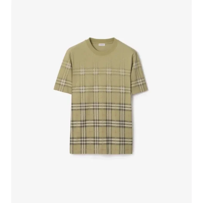 Gradient Check Cotton T-Shirt