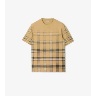 Gradient Check Cotton T-Shirt