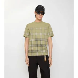 Gradient Check Cotton T-Shirt