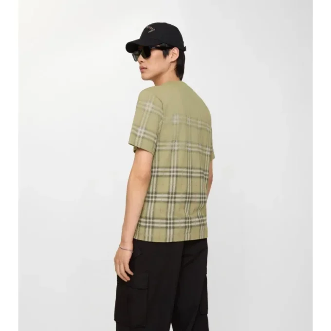 Gradient Check Cotton T-Shirt