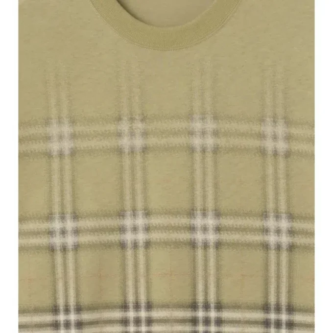 Gradient Check Cotton T-Shirt