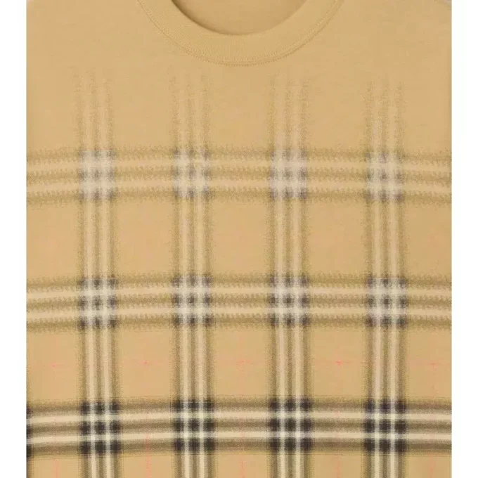 Gradient Check Cotton T-Shirt
