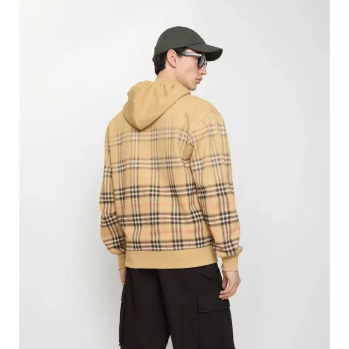 Gradient Check Cotton Zip Hoodie