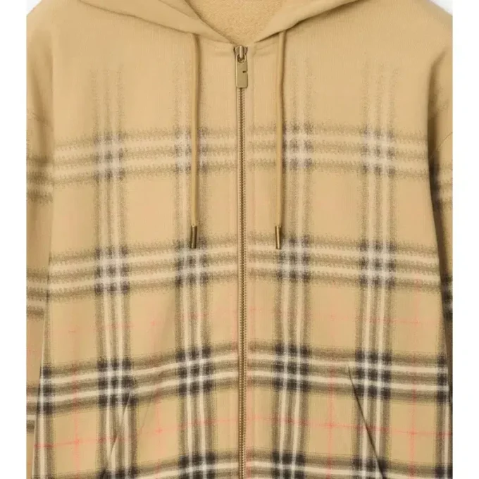 Gradient Check Cotton Zip Hoodie