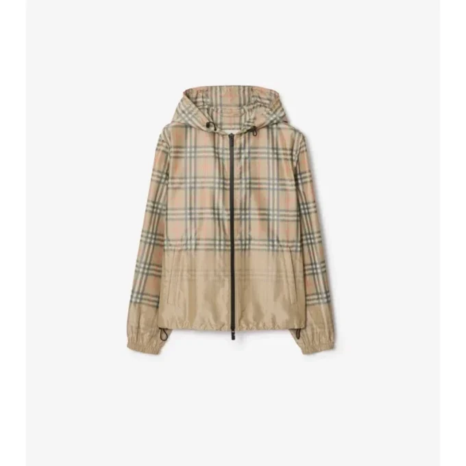 Gradient Check Hooded Jacket