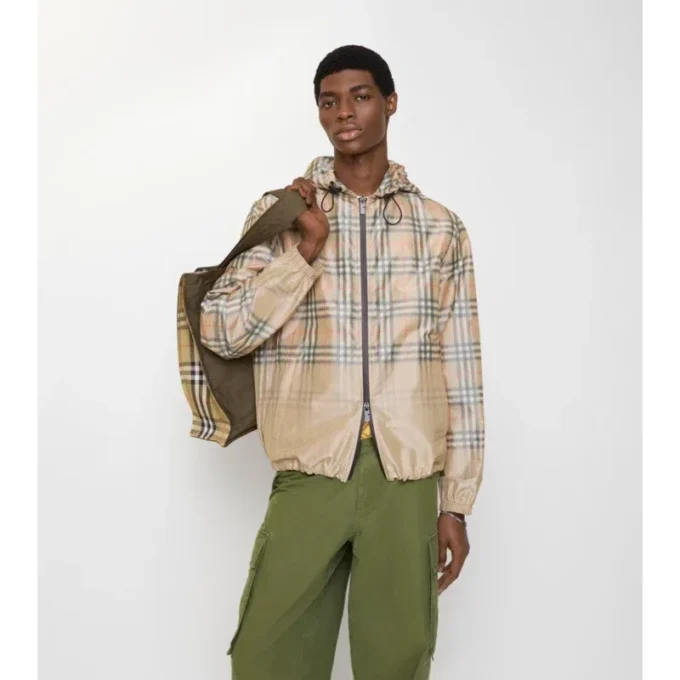Gradient Check Hooded Jacket
