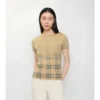 Gradient Check Stretch Cotton Top