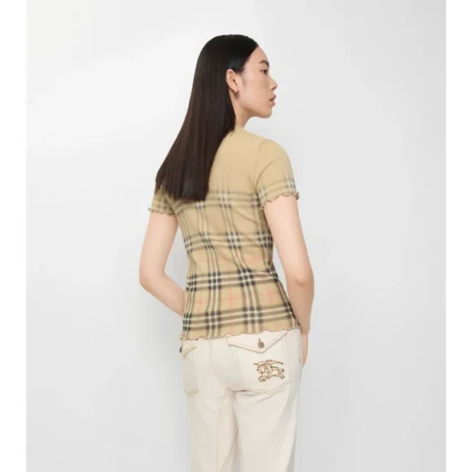 Gradient Check Stretch Cotton Top