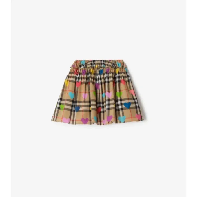 Heart Check Cotton Skirt