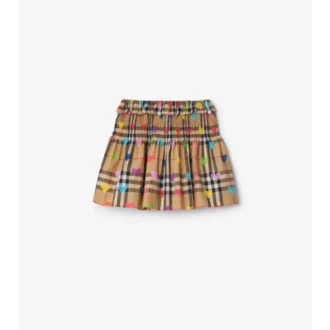 Heart Check Cotton Skirt