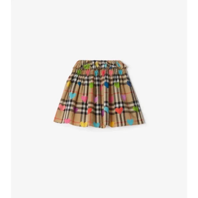 Heart Check Cotton Skirt