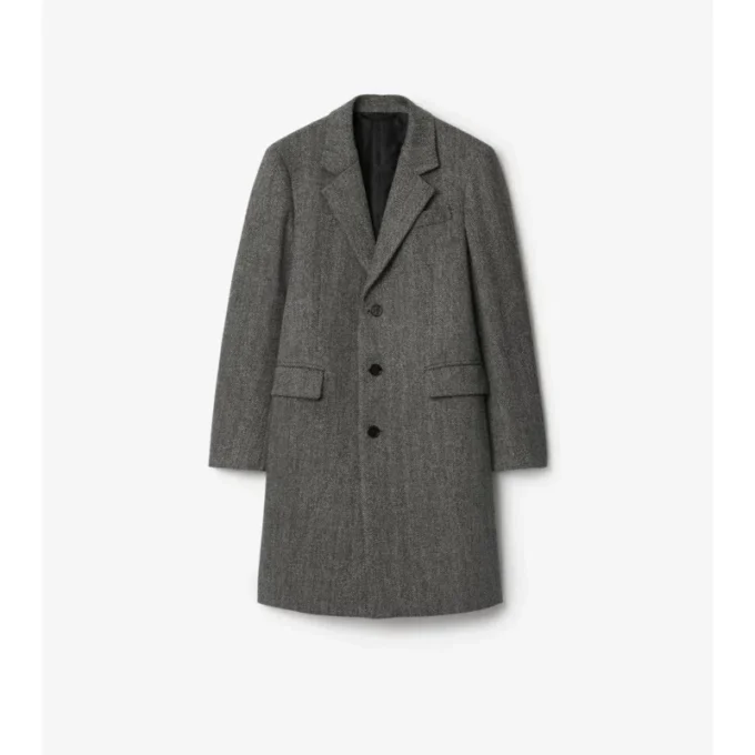 Herringbone Wool Tailored Coat