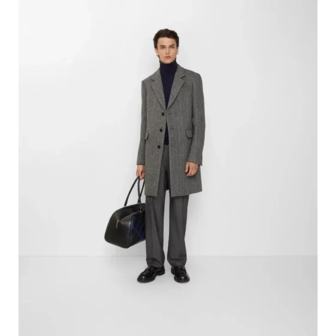 Herringbone Wool Tailored Coat