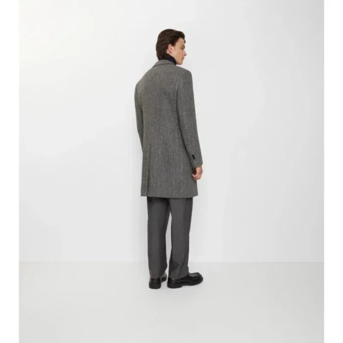 Herringbone Wool Tailored Coat