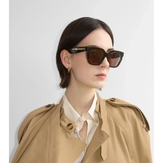 Inlaid Check Square Sunglasses