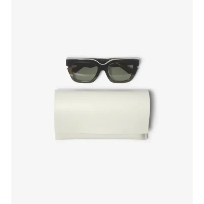 Inlaid Check Square Sunglasses