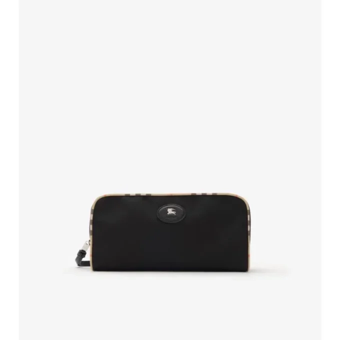 Large Check Trim Travel Pouch
